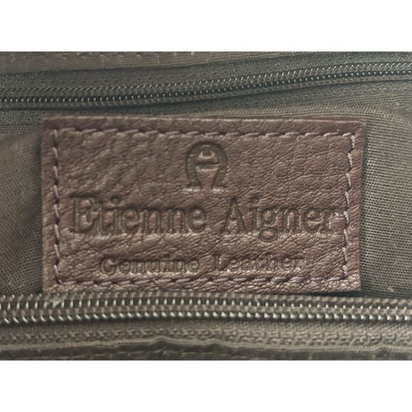 Etienne Aigner Pebbled Leather Shoulder Bag Maroon Double Strap Zip - Picture 8 of 16